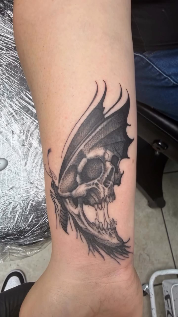 Tattoo by @tha_hot_dawg — black_and_grey, dark_realism