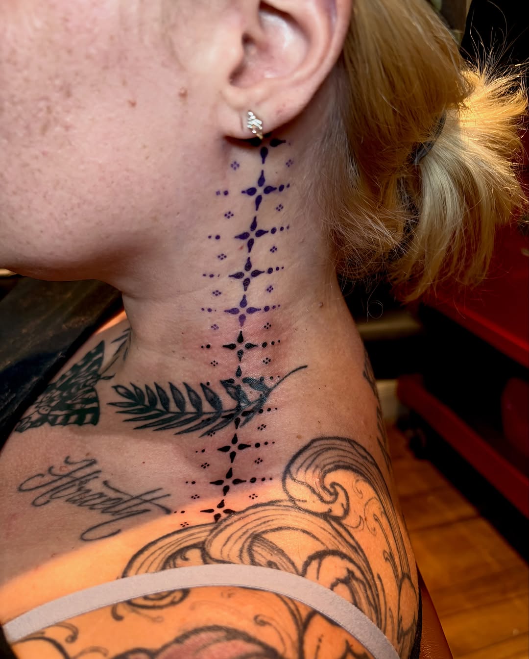 Tattoo by @limejuicetattoo — dotwork, geometric