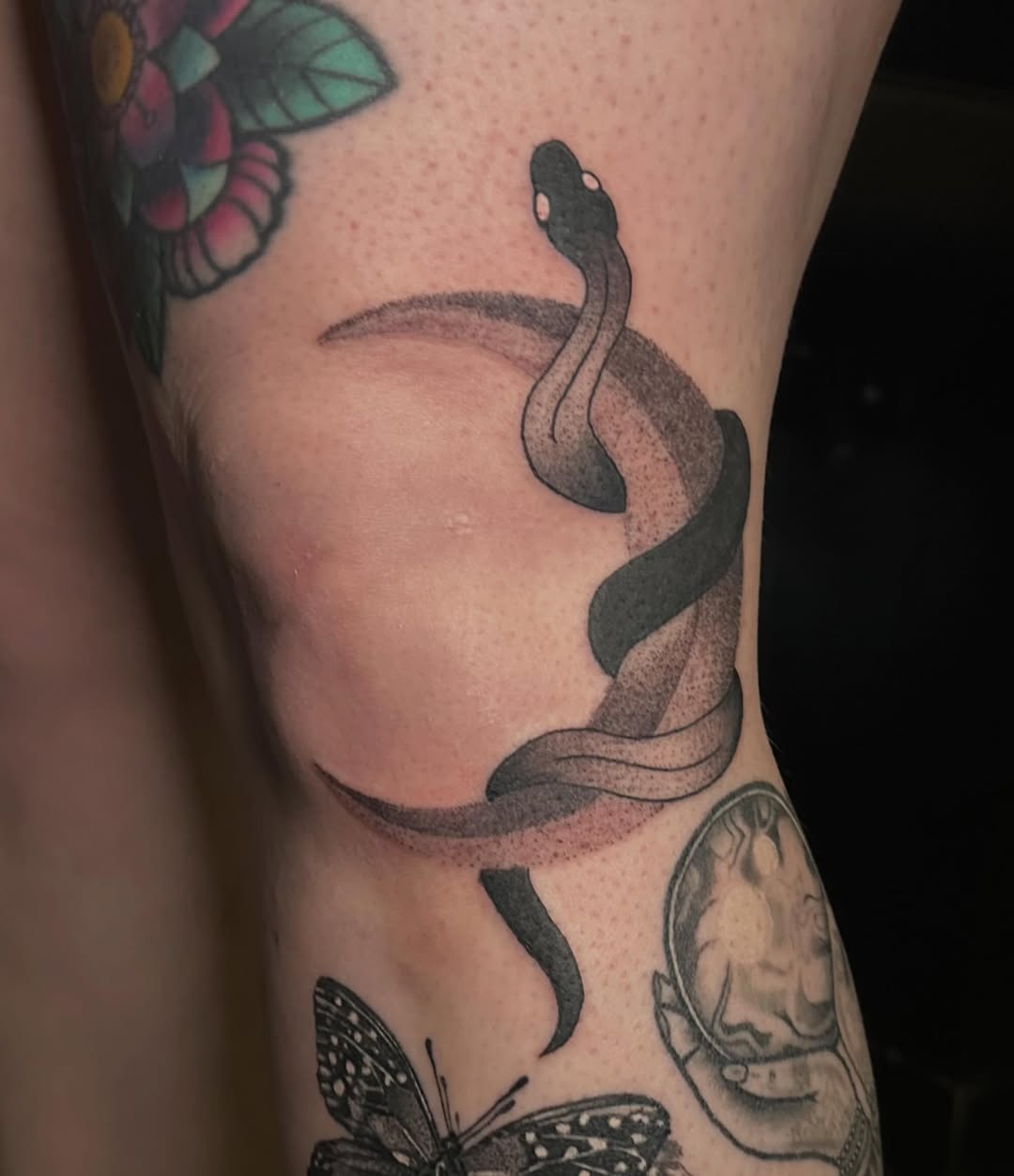 Tattoo by @needlecakeinc — black_and_grey, dotwork