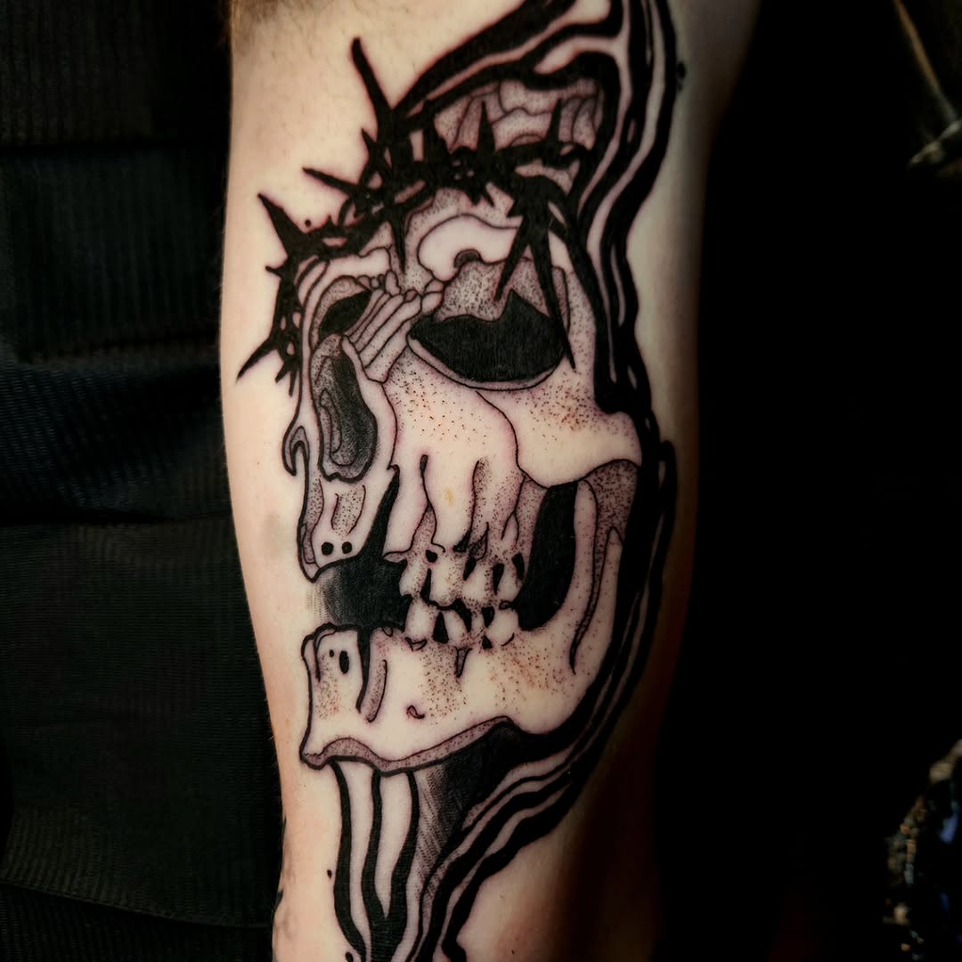 Tattoo by @fridaytattooer — blackwork, dotwork