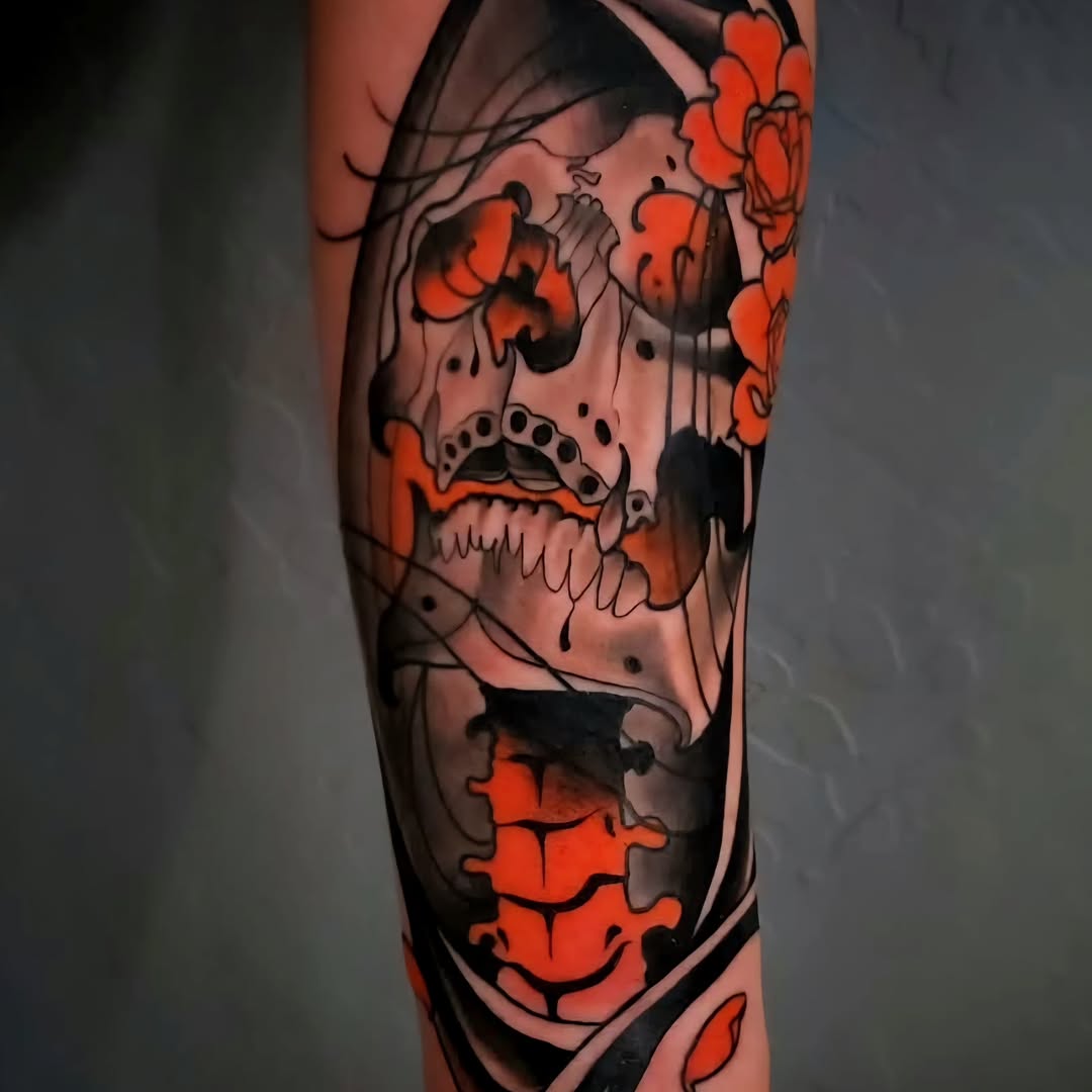 Tattoo by @fridaytattooer — trash_polka, black_and_grey