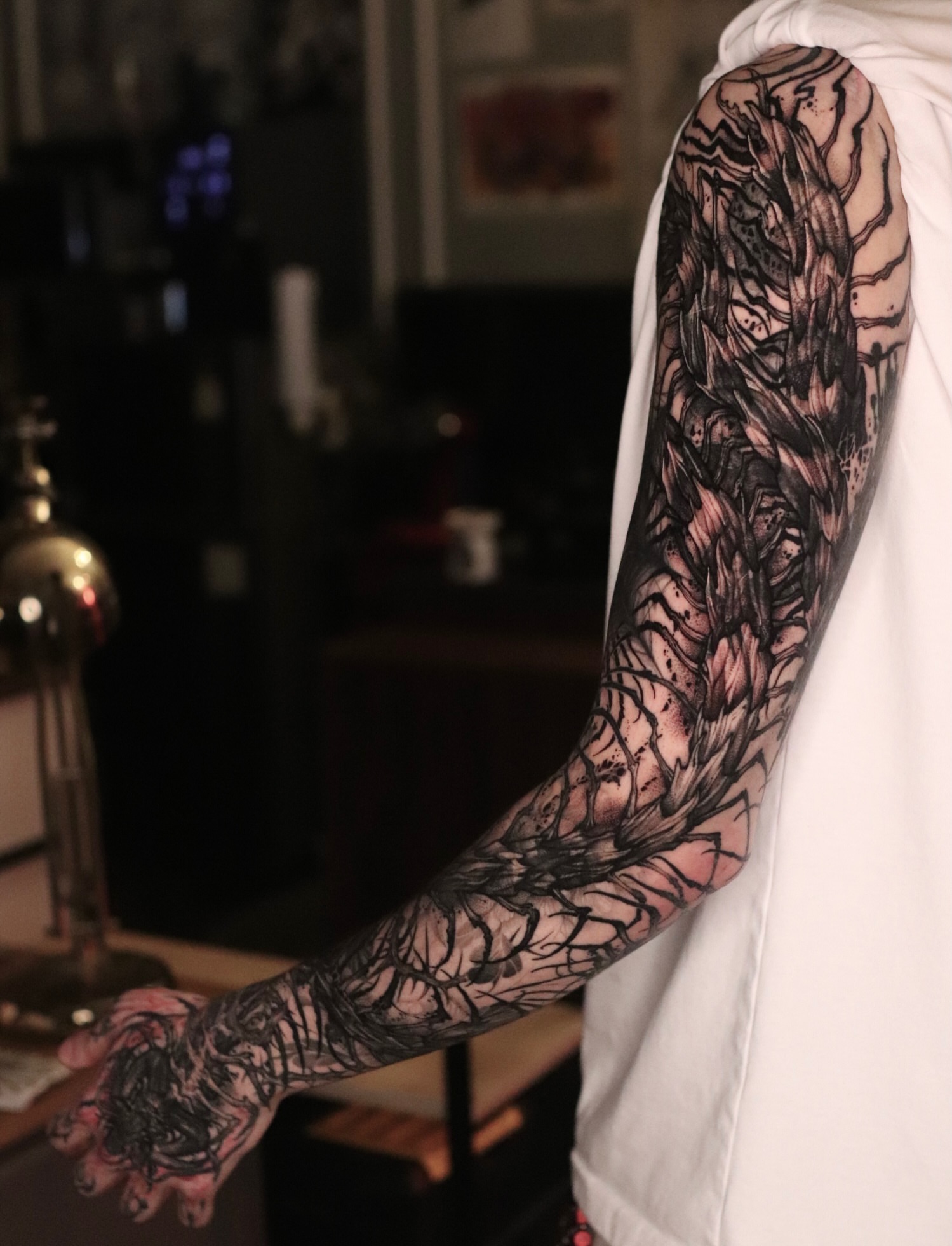 Tattoo by @tattooist_twoface — black_and_grey, dotwork