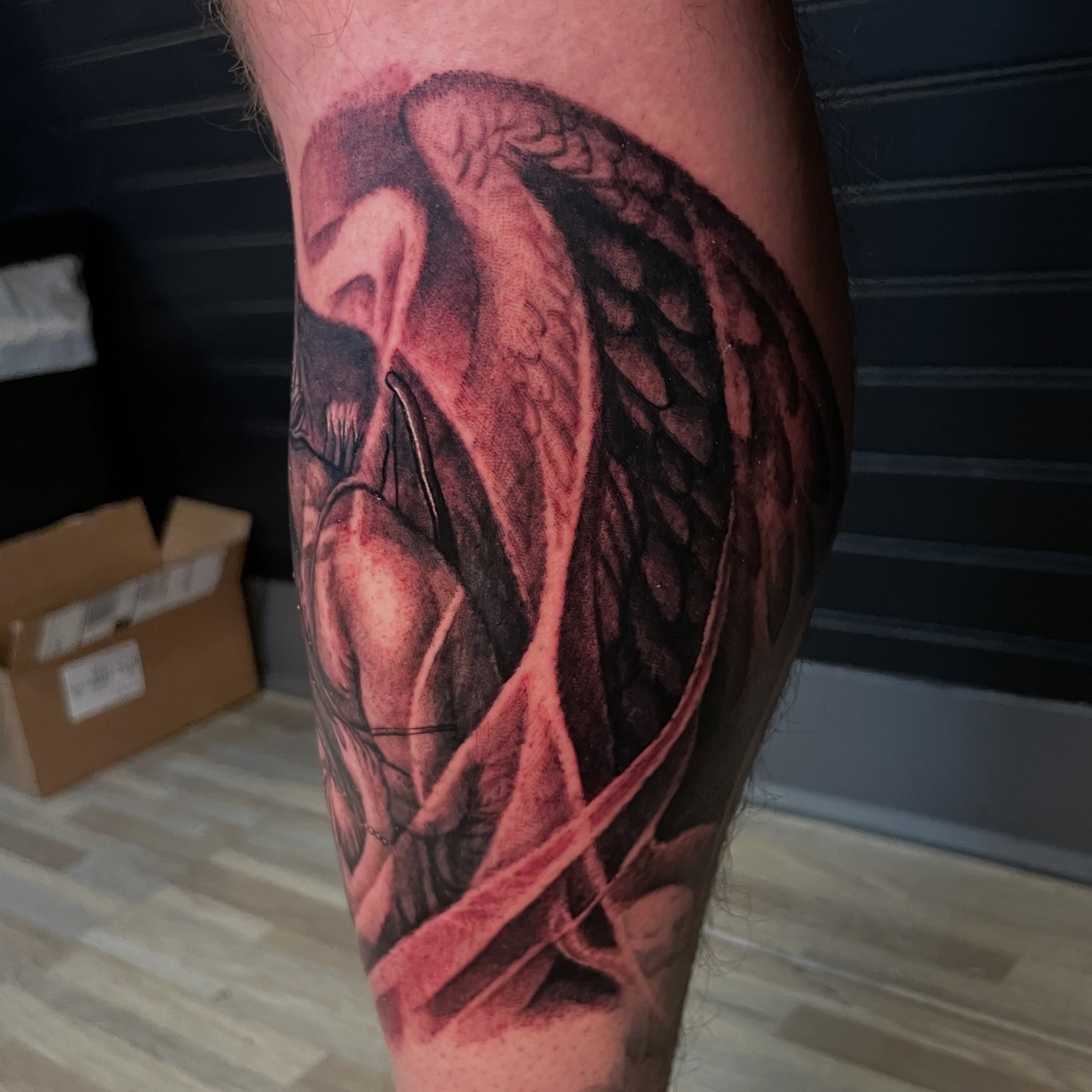 Angel realism tattoo on the forearm by Zachary Hayden
