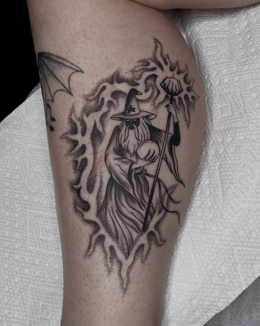 Tattoo by @carrotstabz — black_and_grey, dotwork