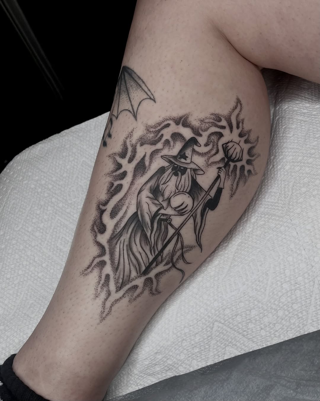 Tattoo by @carrotstabz — black_and_grey, dotwork
