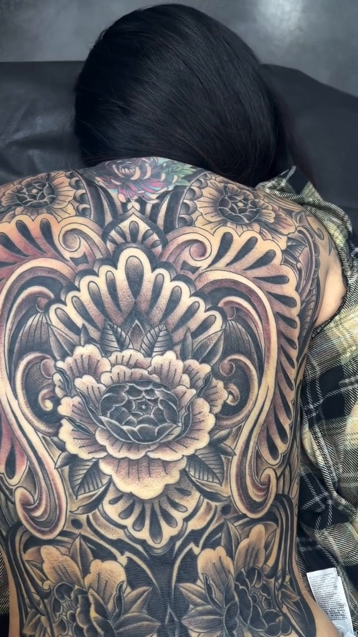 Tattoo by @steviegrandlegacy — japanese_irezumi, black_and_grey