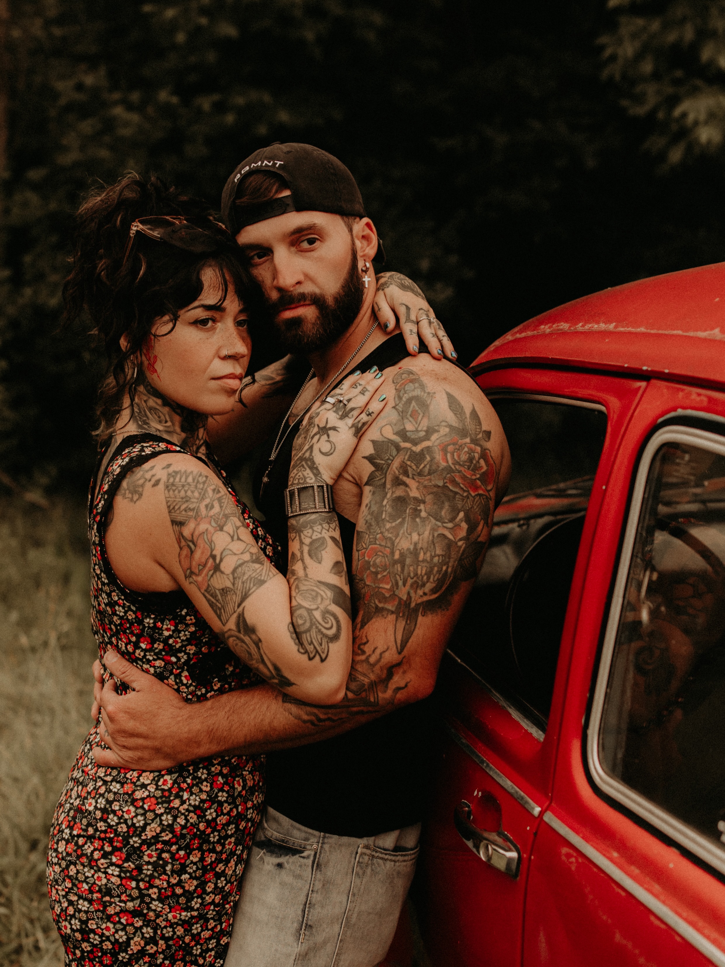 Floral American traditional tattoo on the torso by Haley Bates