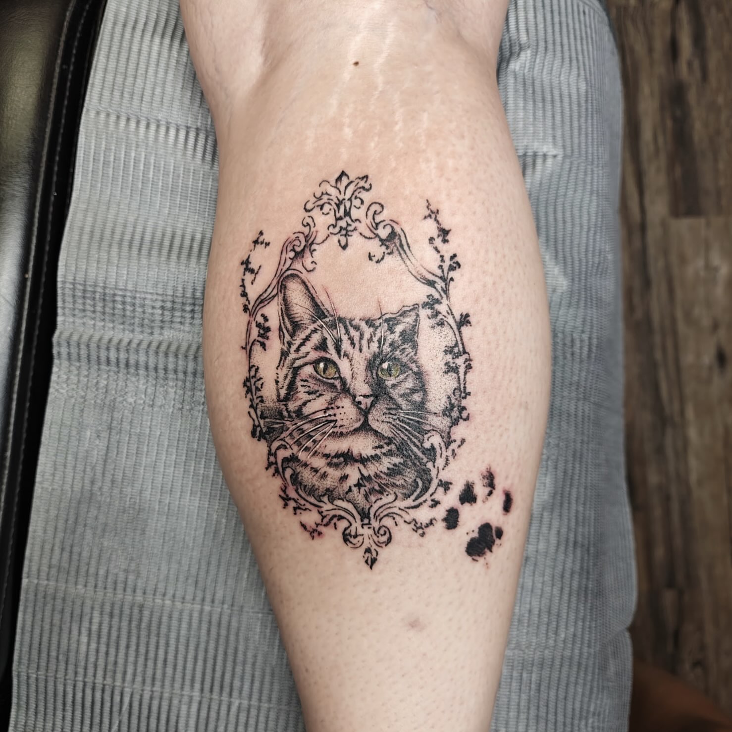 Cat realism tattoo on the forearm by Ebony Robinson, Austintown, Ohio