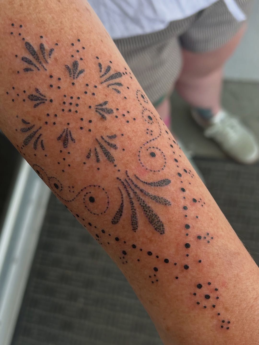 Tattoo by @stabbing_strawberries — dotwork, ornamental