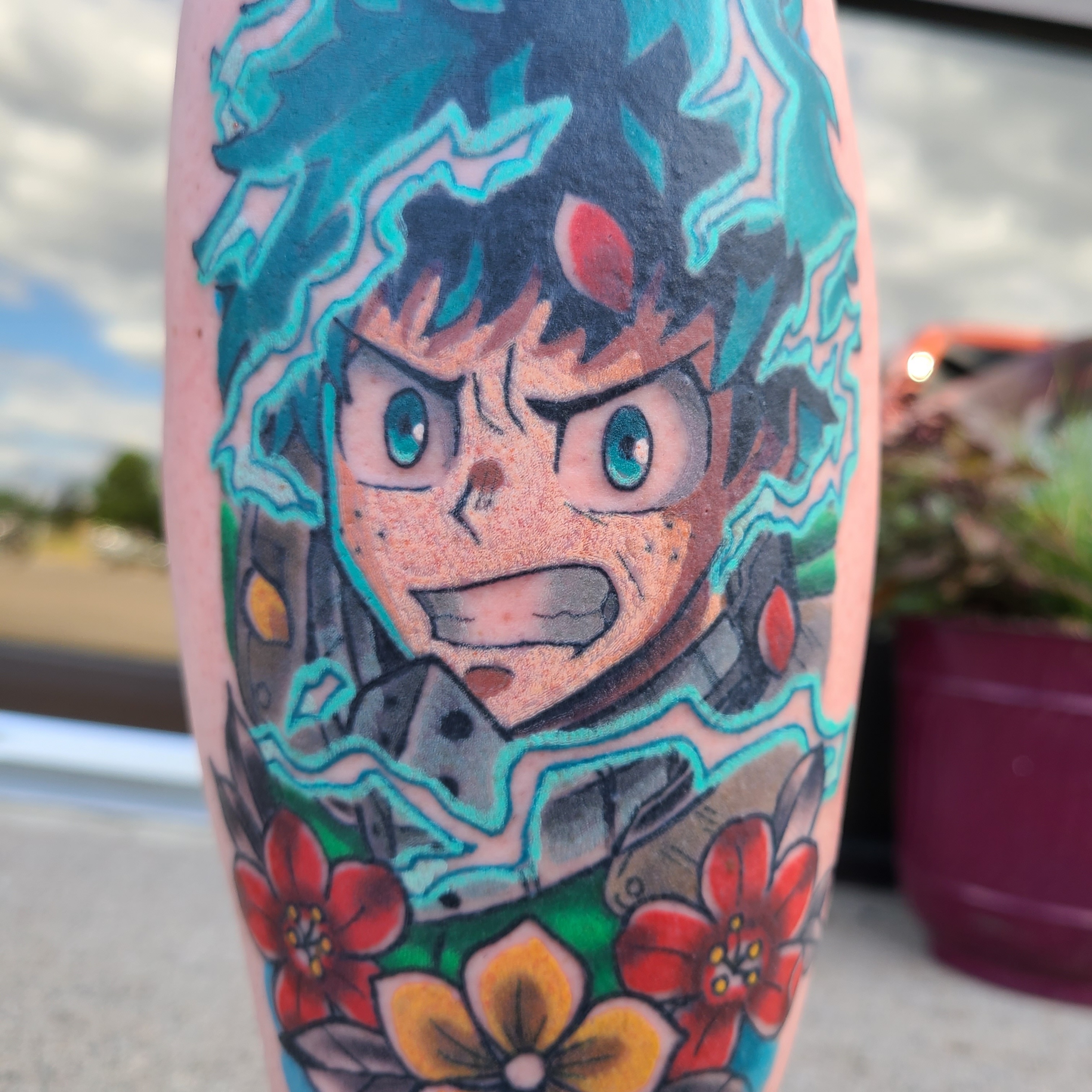 Anime character anime tattoo on the forearm by Christopher Anderson-arnesen