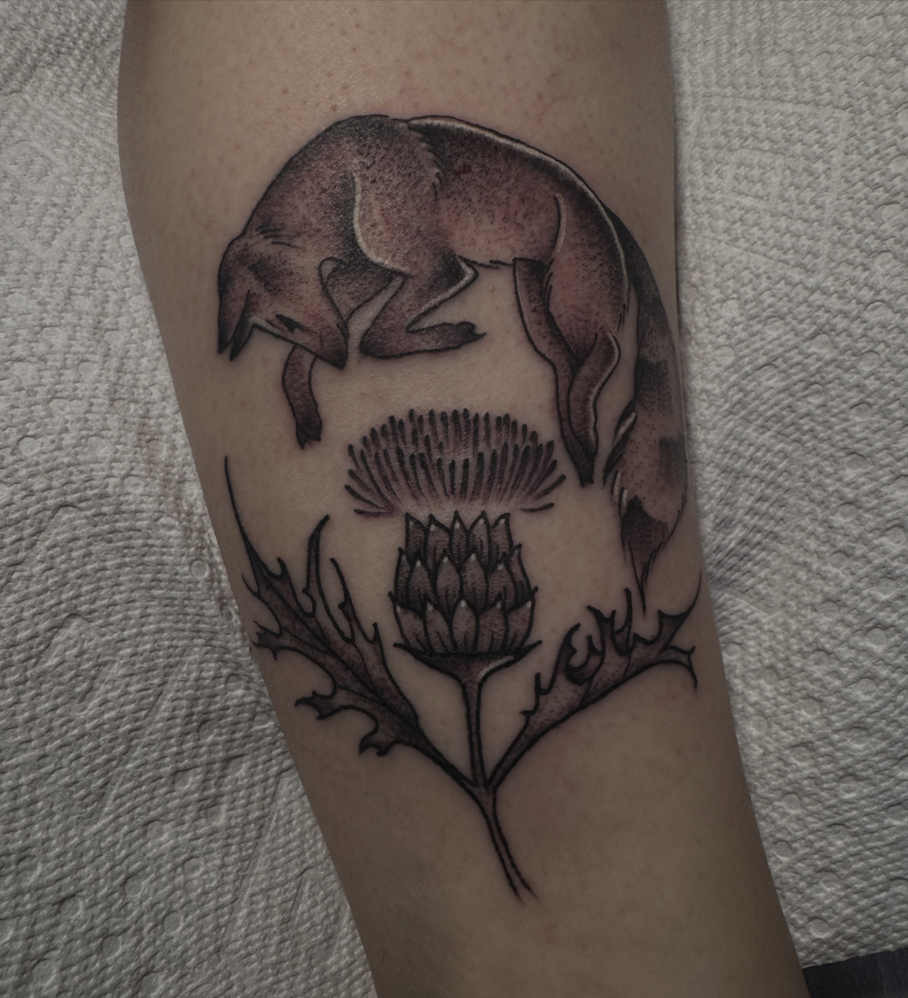 Tattoo by @hannahsmyletattoos — black_and_grey