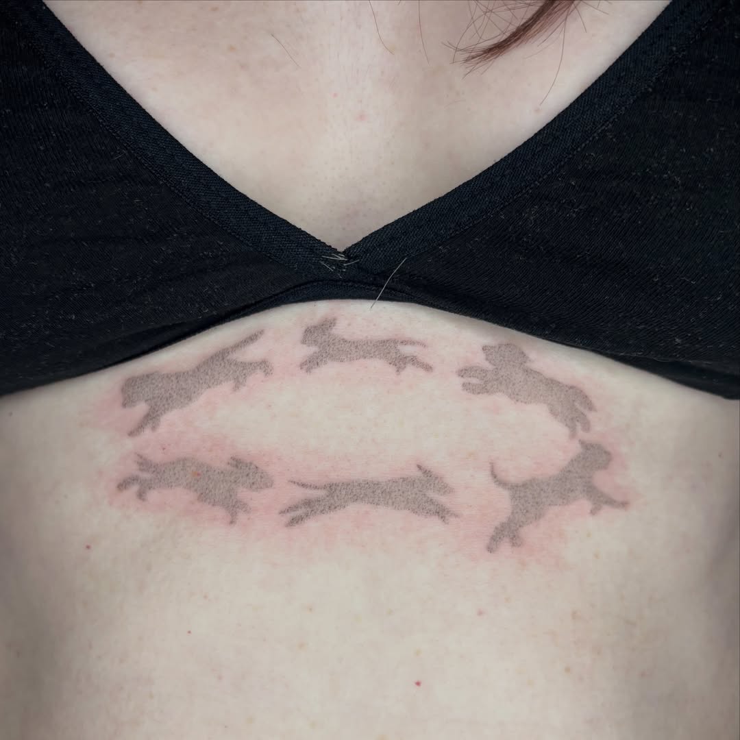 Dogs black and grey tattoo on the chest by 🌀☁️kath☁️🥀