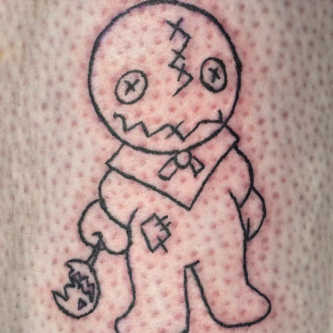 Sam from Trick 'r Treat ignorant tattoo on the forearm by Catherine B