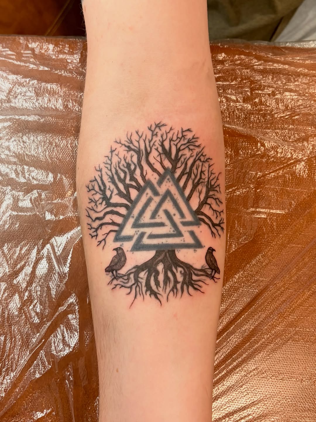 Geometric tattoo on the forearm by Emily, Monticello, Iowa