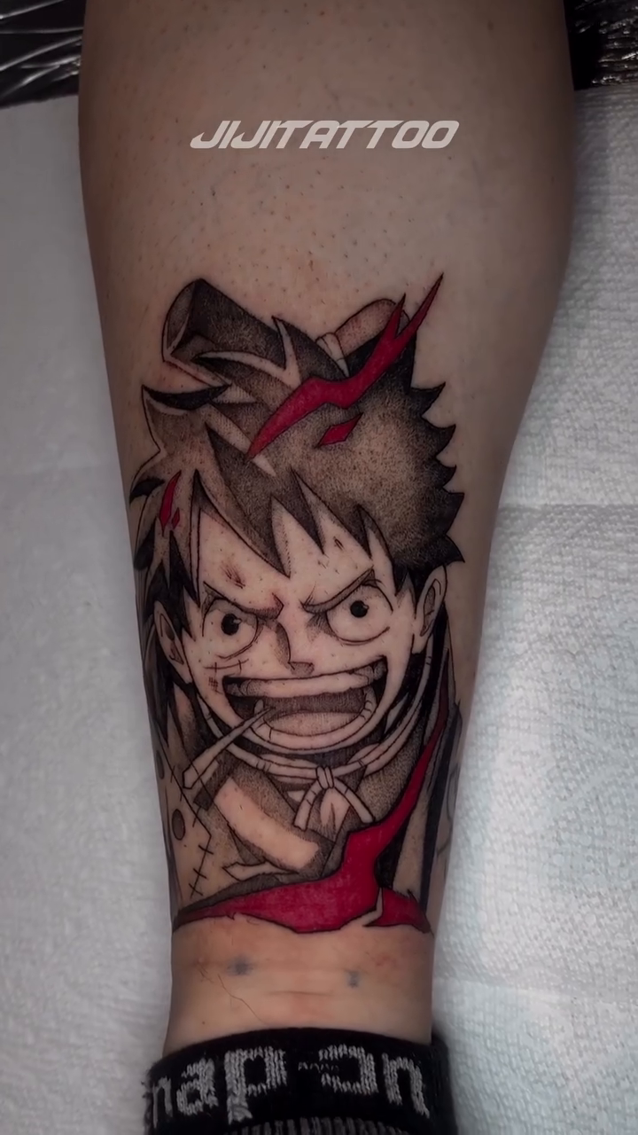 Tattoo by @jijitattoo — anime, black_and_grey