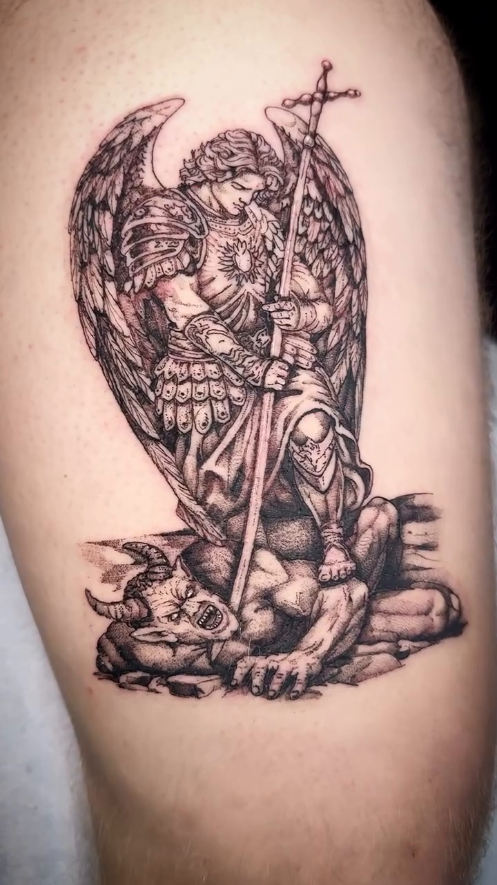 Tattoo by @noonchi_tattoos — realism, black_and_grey