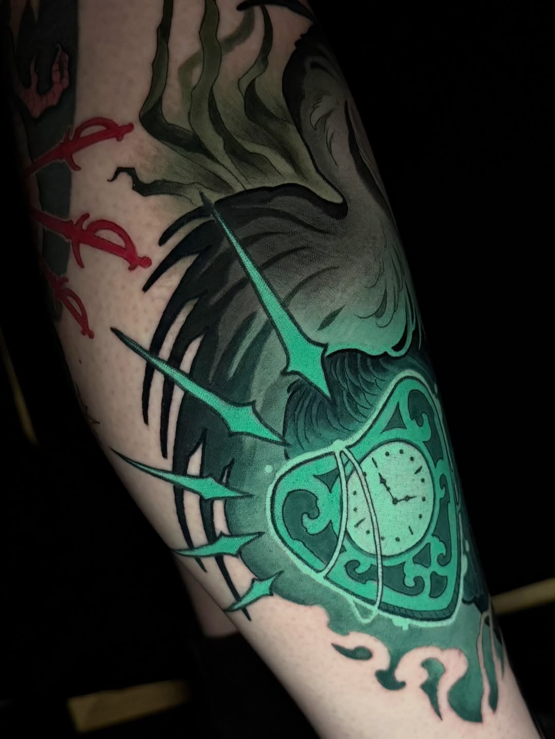 Tattoo by @krissy.carnage — black_and_grey, illustrative