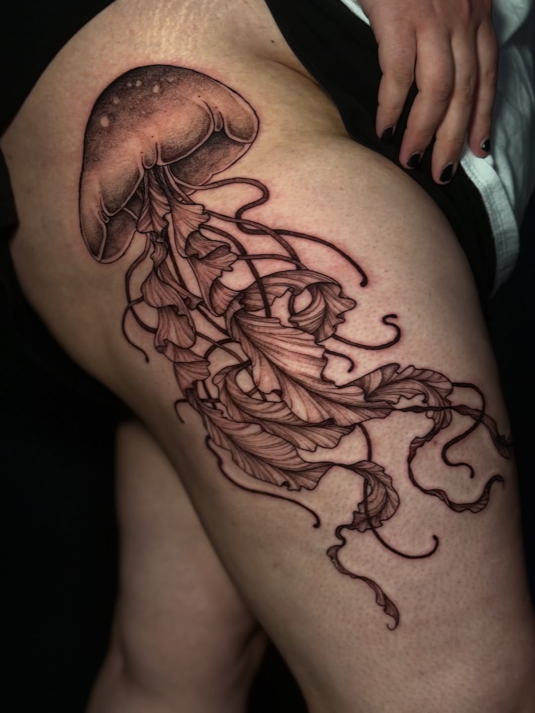 Tattoo by @peach_punk — fine_line, black_and_grey