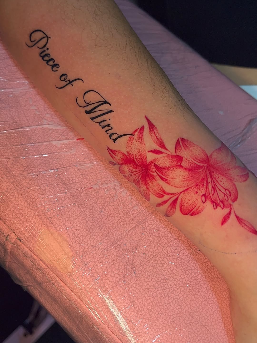 Tattoo by @xlynaeink — lettering_script, dotwork
