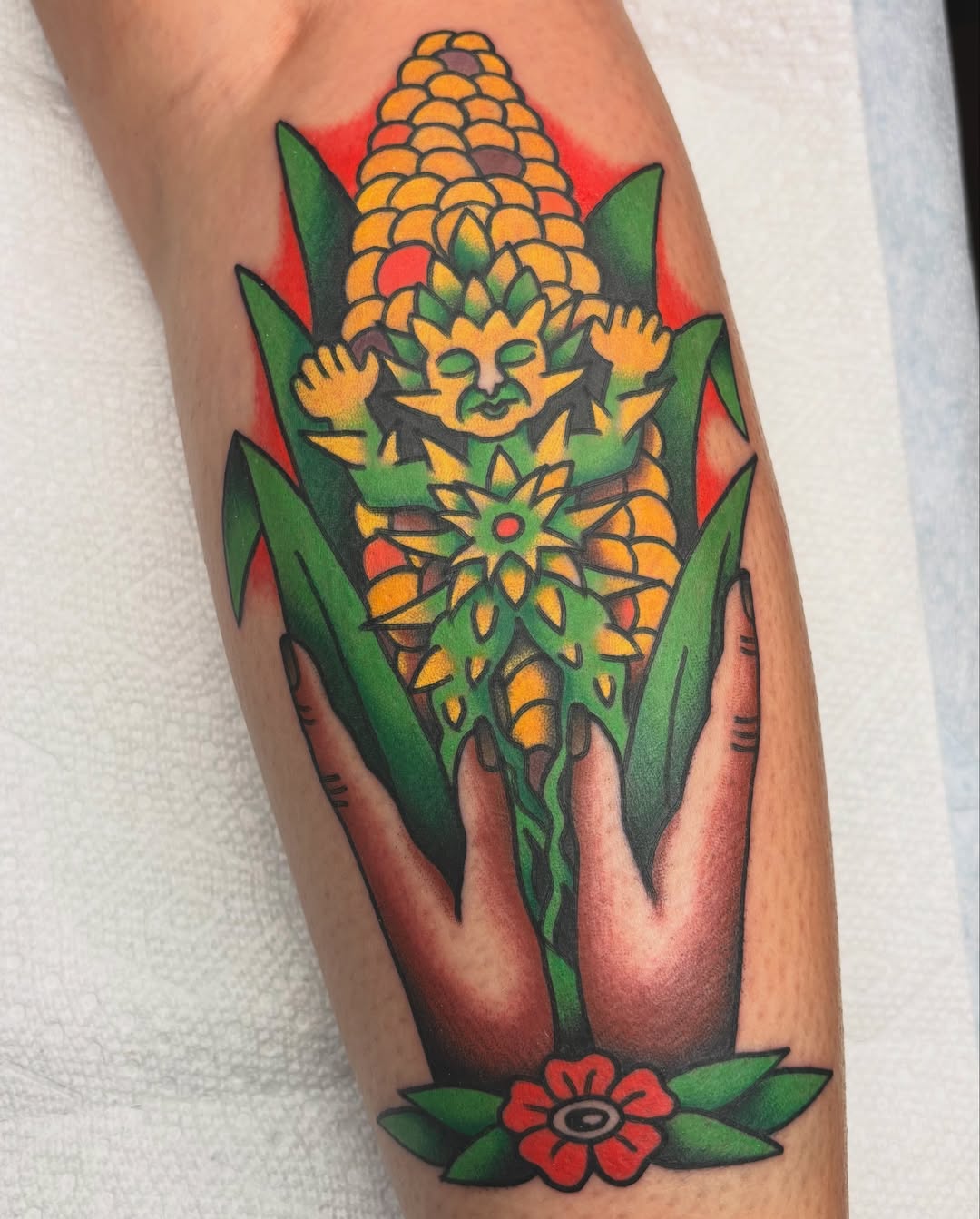 Corn cob American traditional tattoo on the forearm by ๐๐๐ฏ๐ข๐ซ