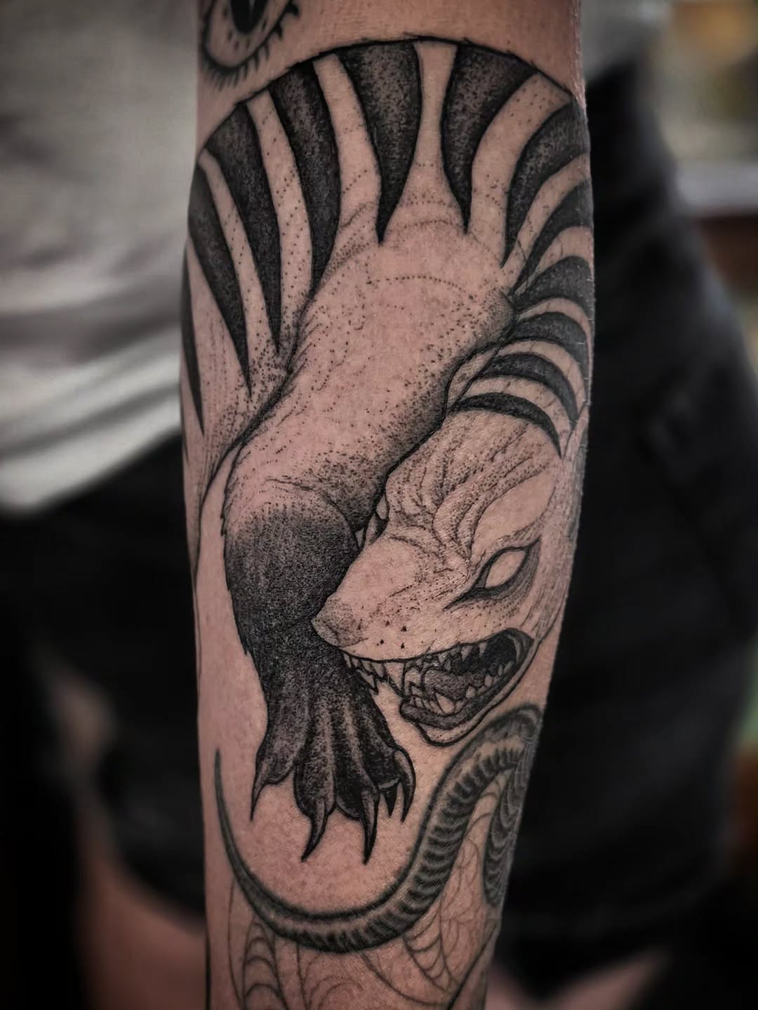 Tattoo by @el_tejon โ black_and_grey, dotwork