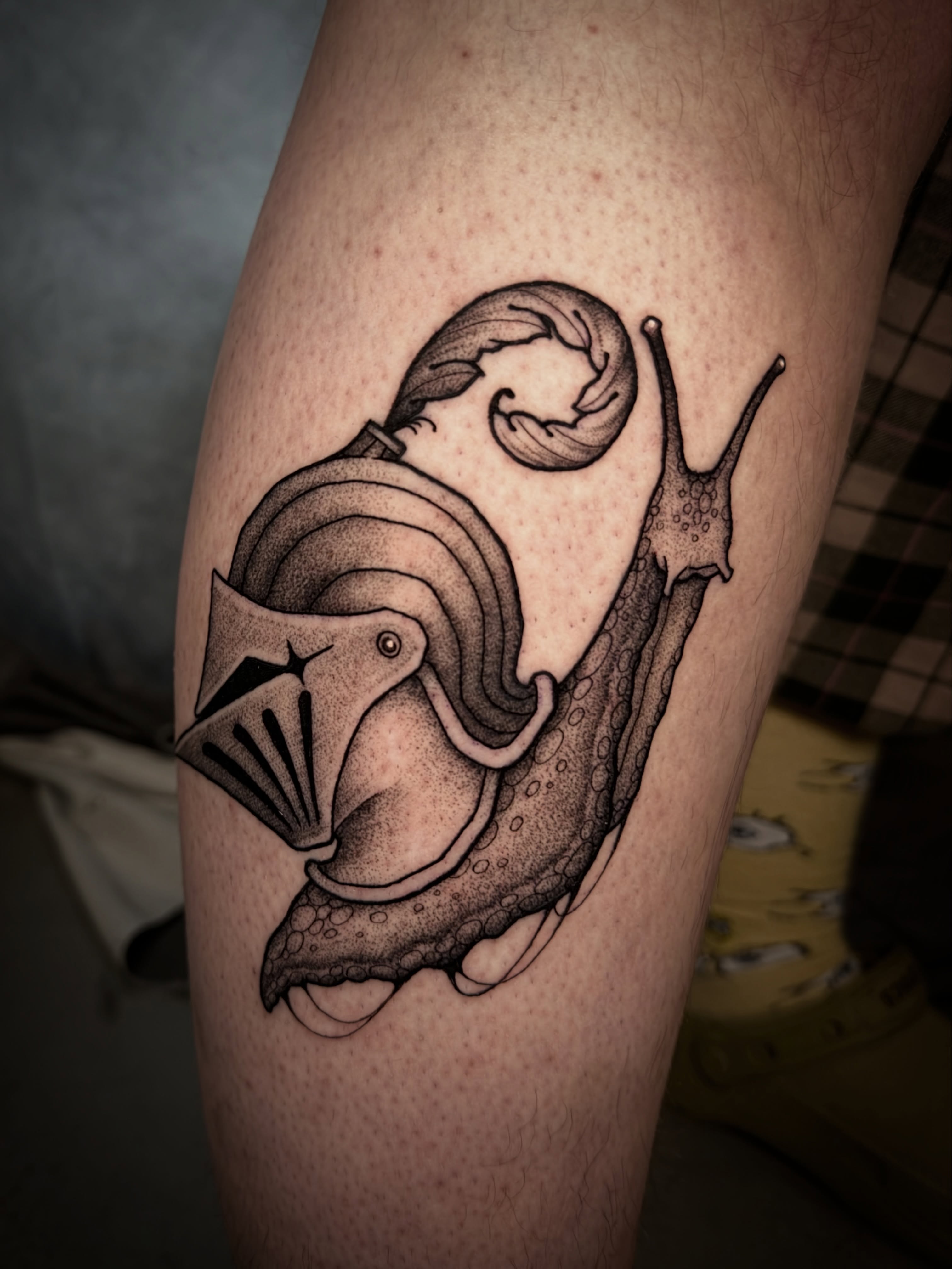 Tattoo by @d.lucian.tattoos — black_and_grey, dotwork