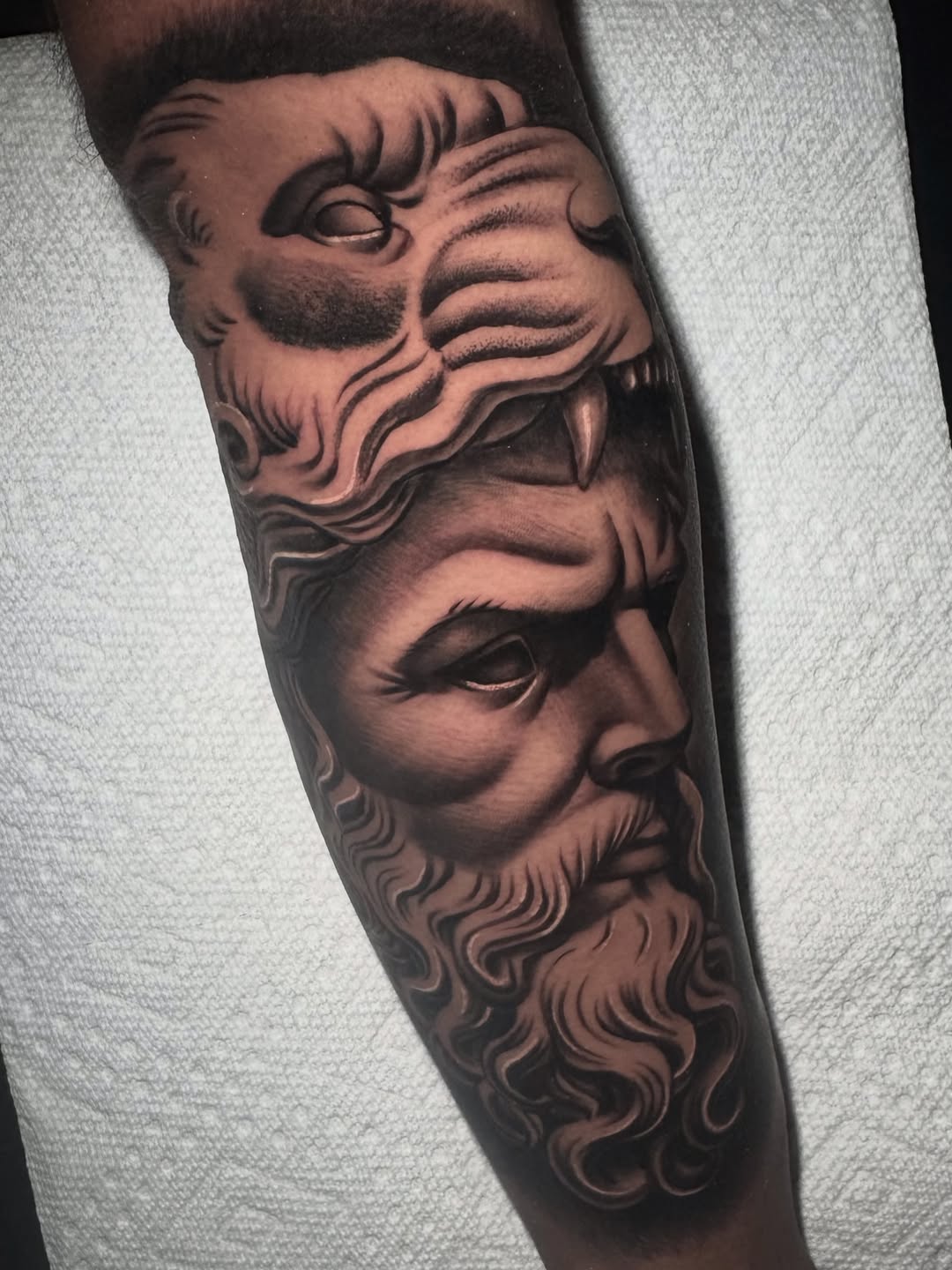 Tattoo by @dome_tats — realism, black_and_grey