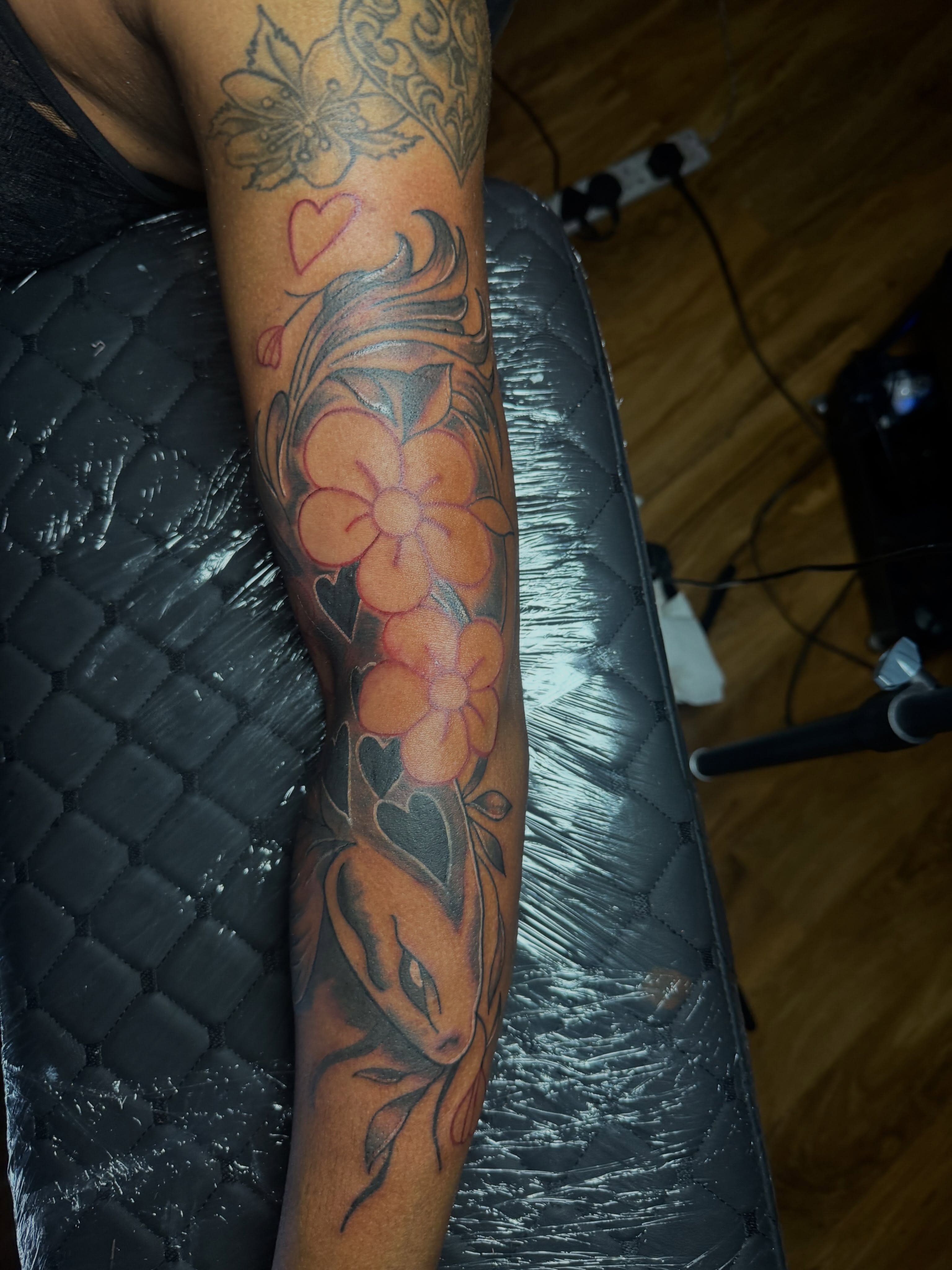 Tattoo by @tcstatts — american_traditional, dotwork