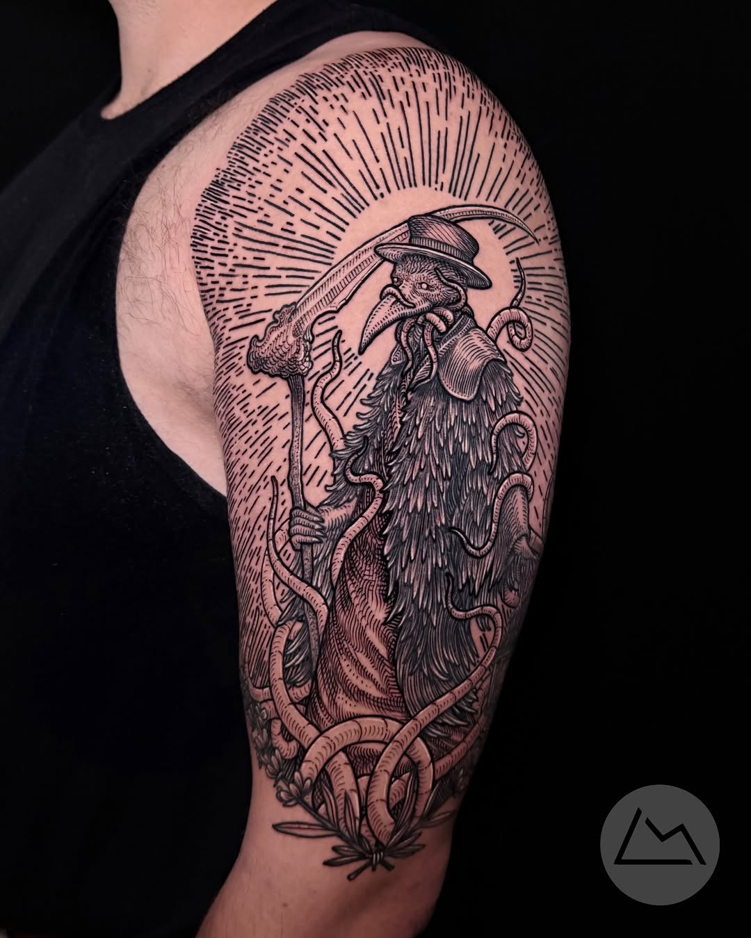 Tattoo by @tattoosbylandon — illustrative, blackwork