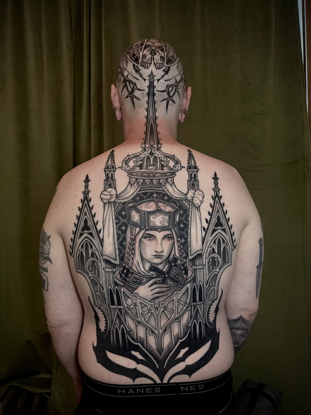 Tattoo by @ellvee_tattooer — black_and_grey, dark_realism