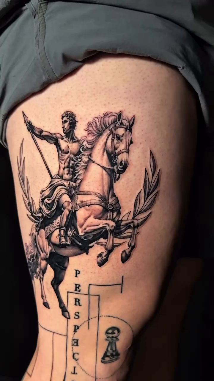Tattoo by @heavyhitterbam — black_and_grey, realism