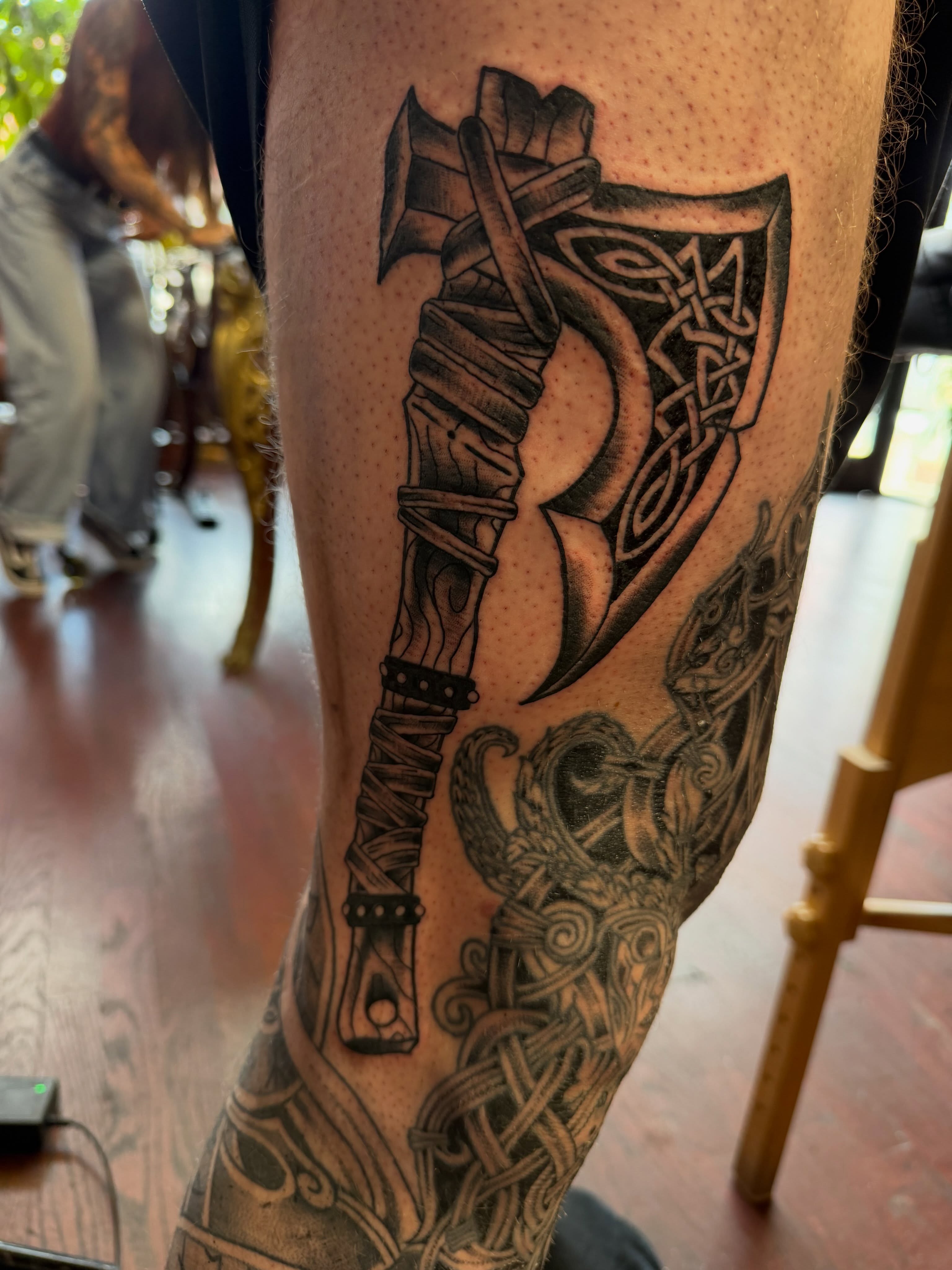 Tattoo by @evanvtattoos — black_and_grey, geometric