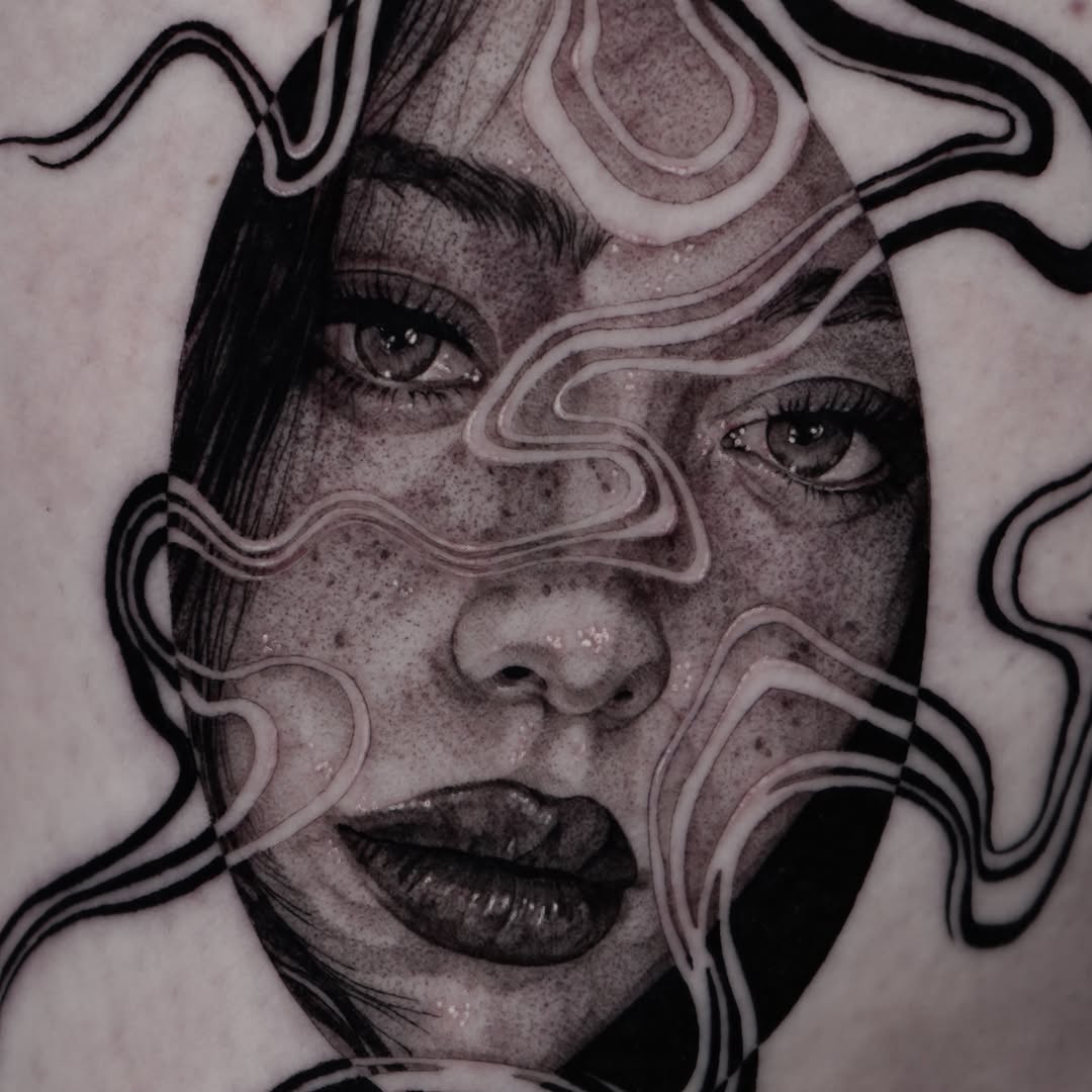 Tattoo by @inkidu_drew — realism, black_and_grey