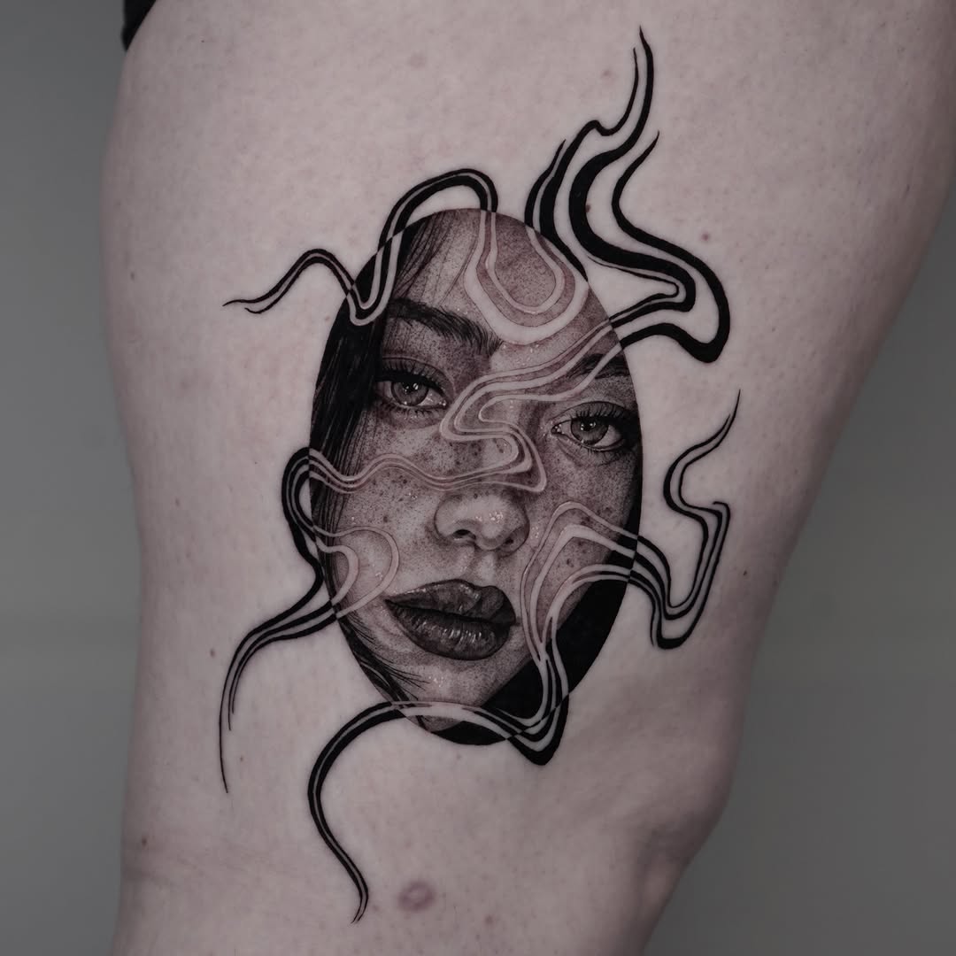 Tattoo by @inkidu_drew — realism, black_and_grey