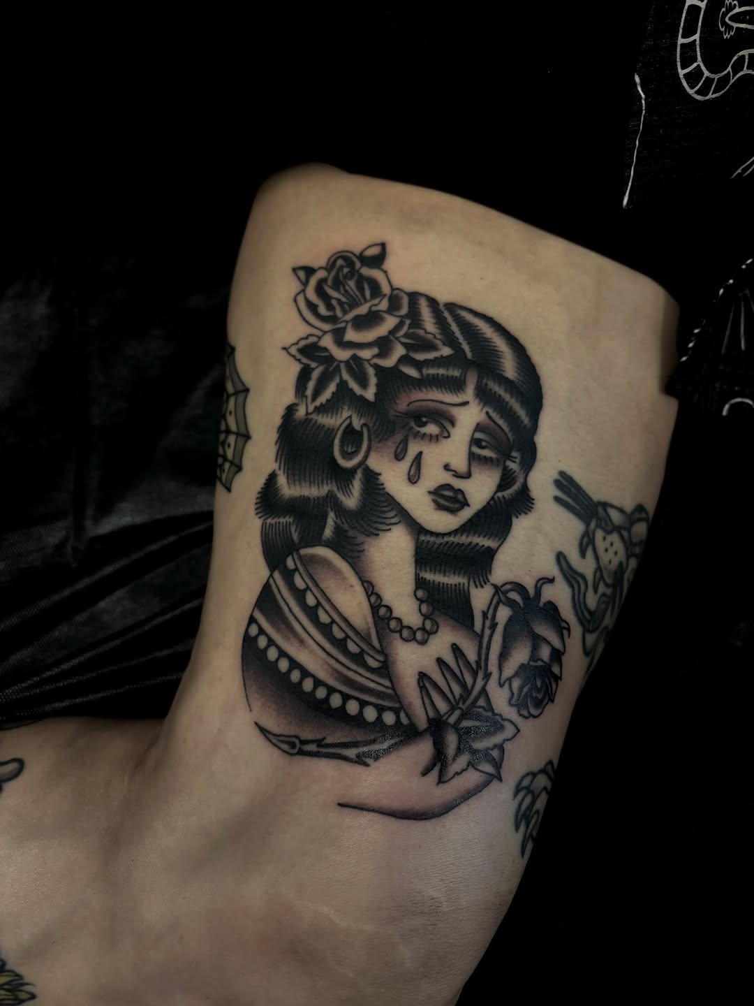 Tattoo by @alyssa_tattooss — american_traditional, black_and_grey