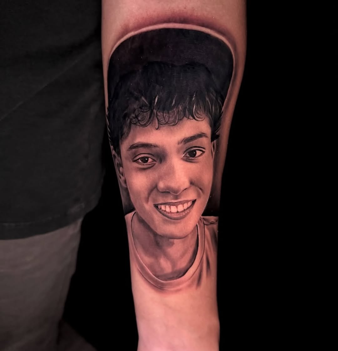 Tattoo by @consciouschildtattoo — realism, black_and_grey