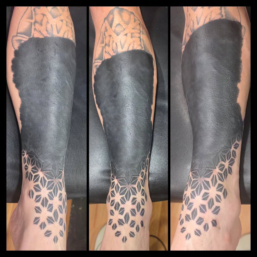 Geometric pattern geometric tattoo on the forearm by Rusty Williams