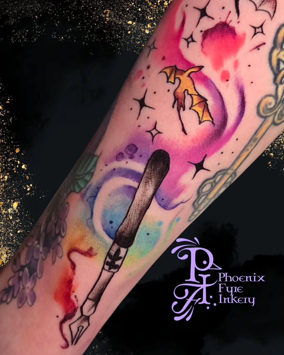 Tattoo by @phoenixfyreinkery — watercolor