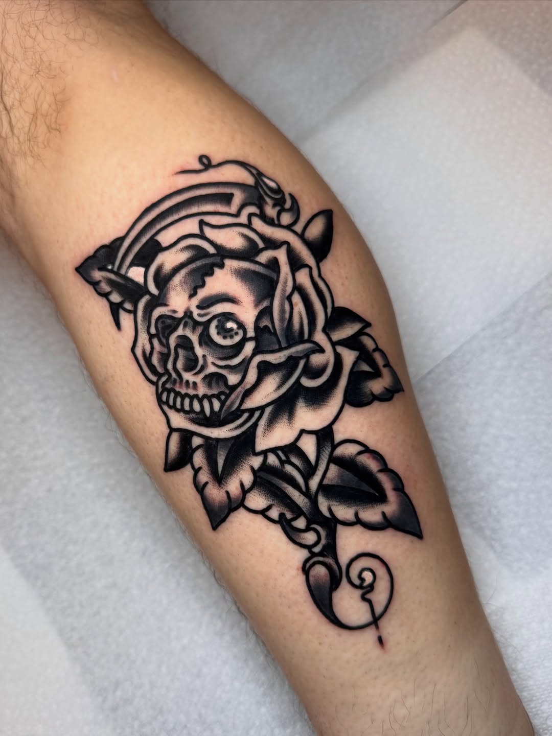 Tattoo by @floodrat — american_traditional, black_and_grey