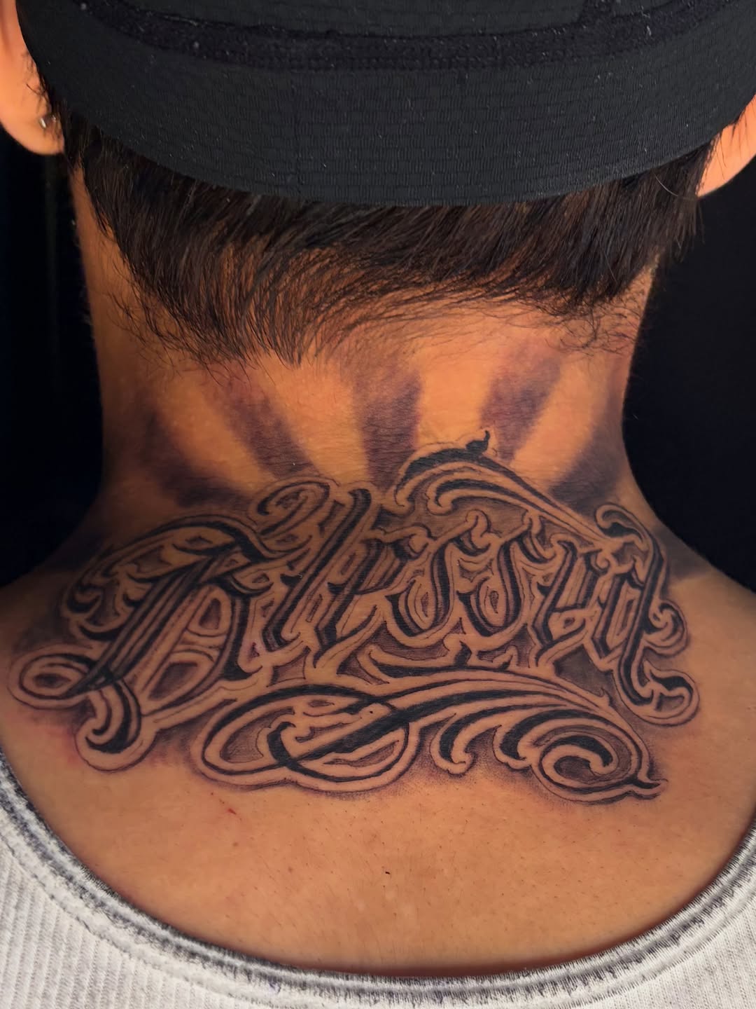 Tattoo by @inkedbyhades — lettering_script, chicano