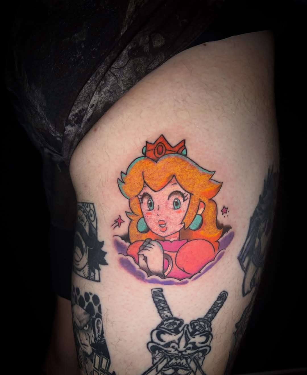 Princess Peach anime tattoo on the thigh by ๐ฎ๐๐๐๐๐๐ ๐ฝ๐๐ โ