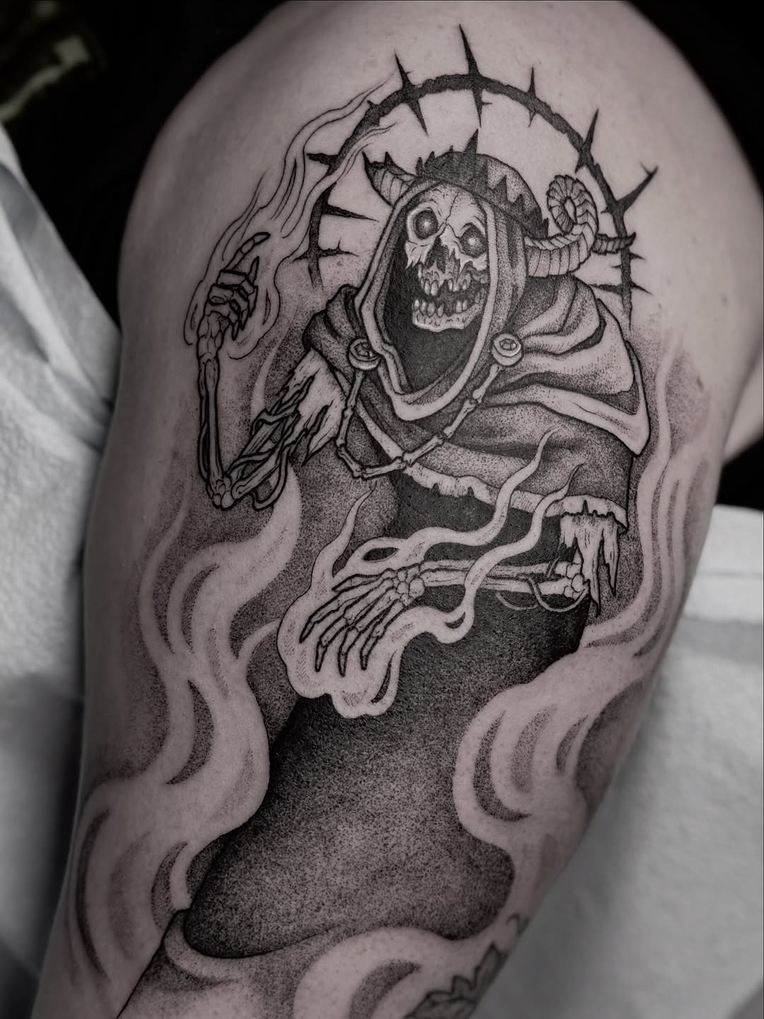 Tattoo by @anniebone_tattoo — black_and_grey, dotwork