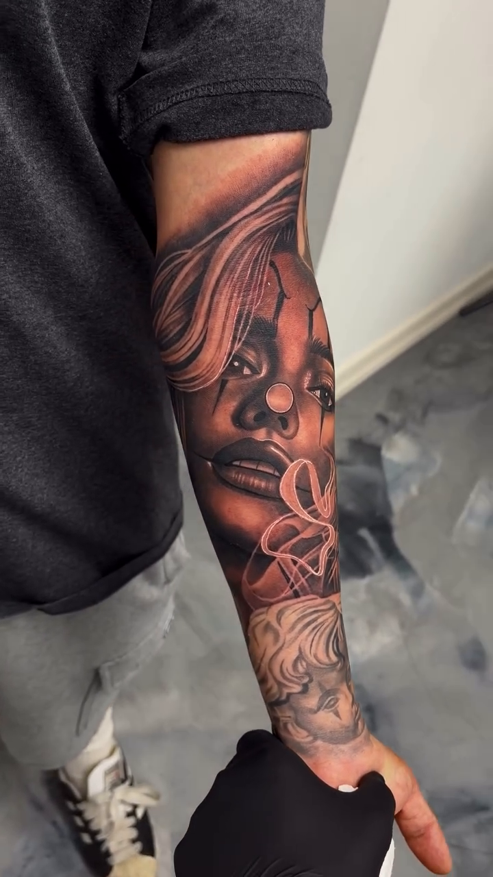 Tattoo by @12gtone — black_and_grey, realism