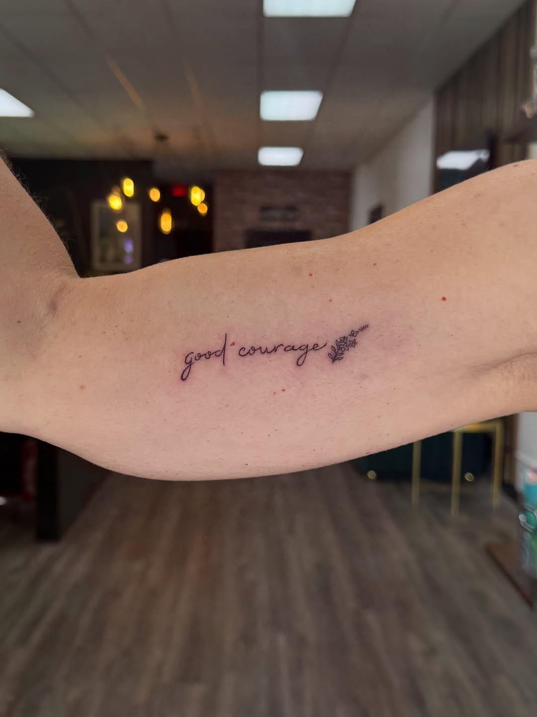 Tattoo by @katemarieink — lettering_script, fine_line