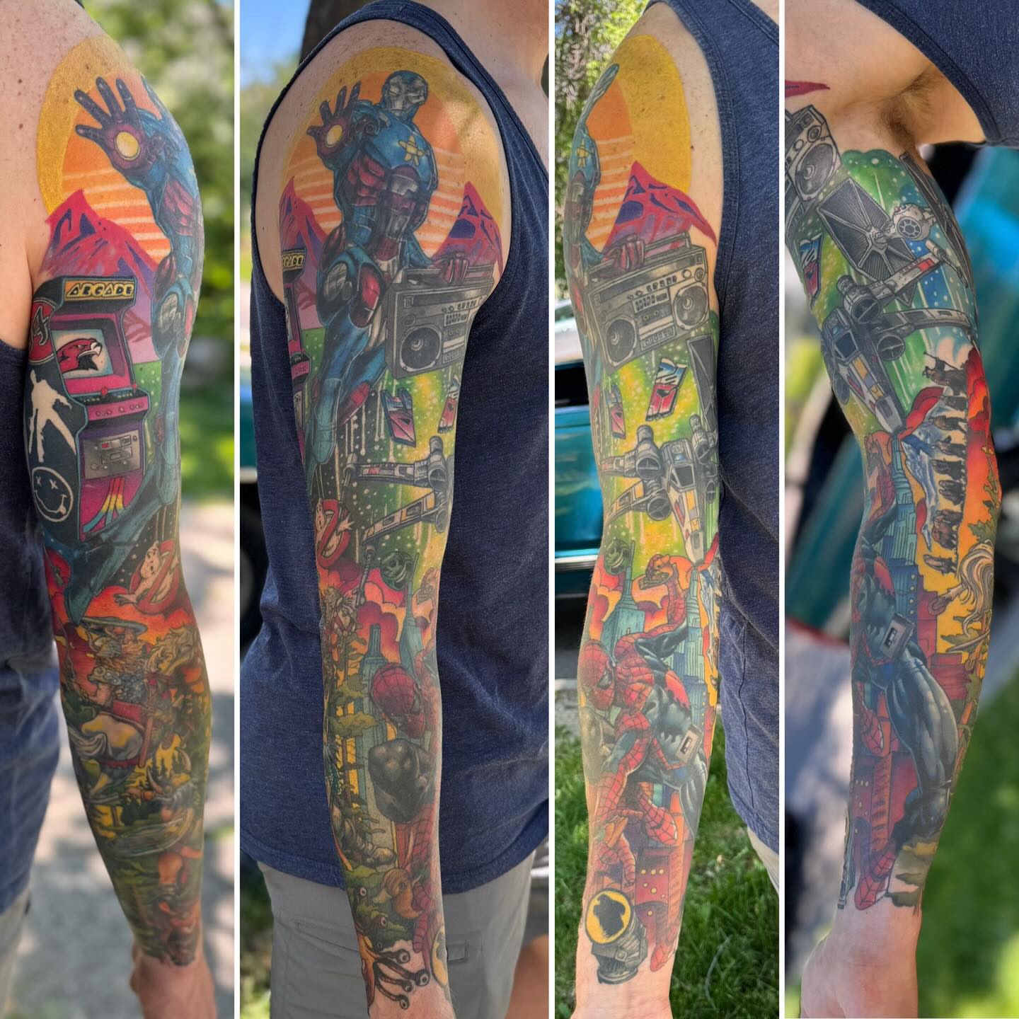 Science fiction new school tattoo on the upper arm by Linzi Hungerford, Bozeman, Montana