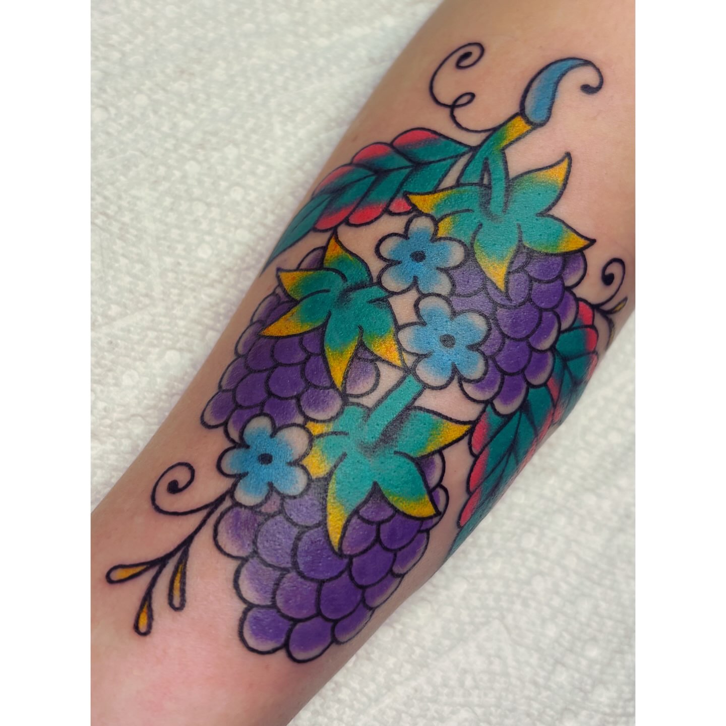 Grapevine American traditional tattoo on the forearm by ❁ Tat2friend ❁