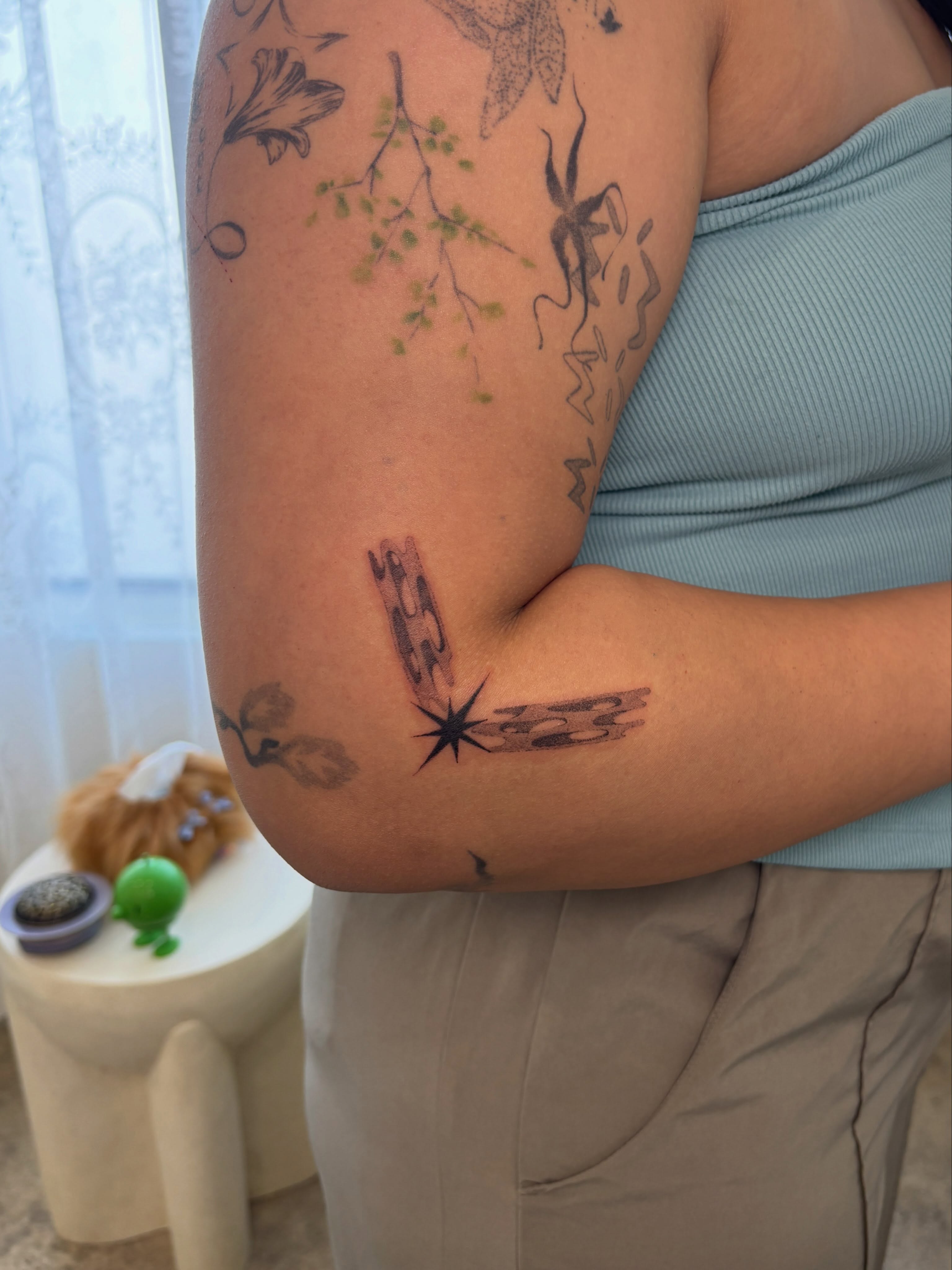 Abstract pattern dotwork tattoo on the forearm by ꜱʜɪʀʟᴇʏ