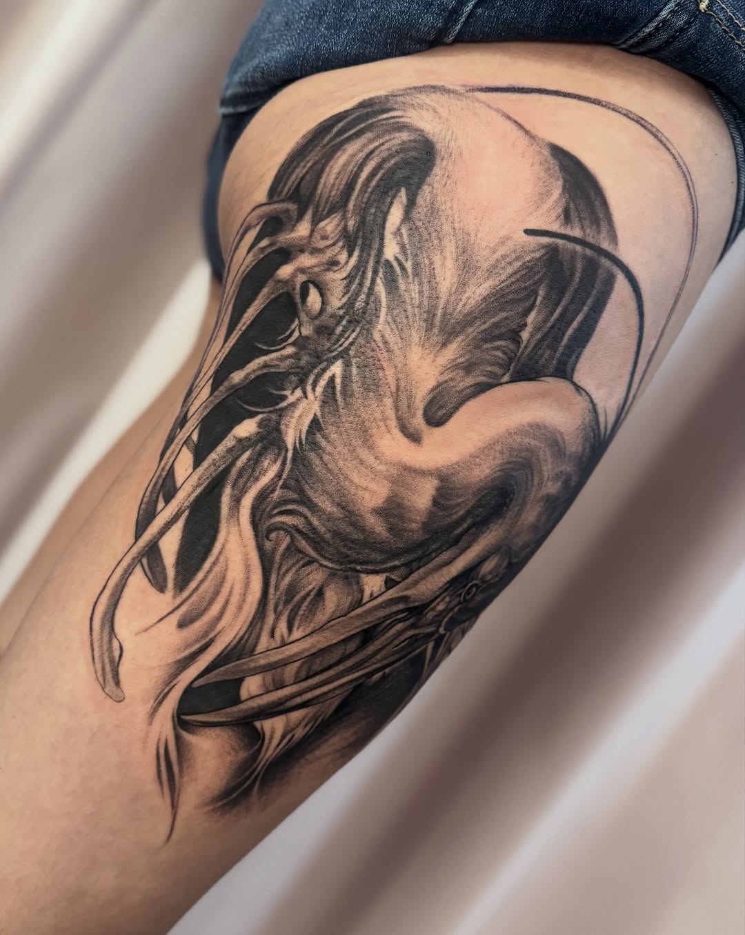 Tattoo by @clairelartstudio — black_and_grey, realism
