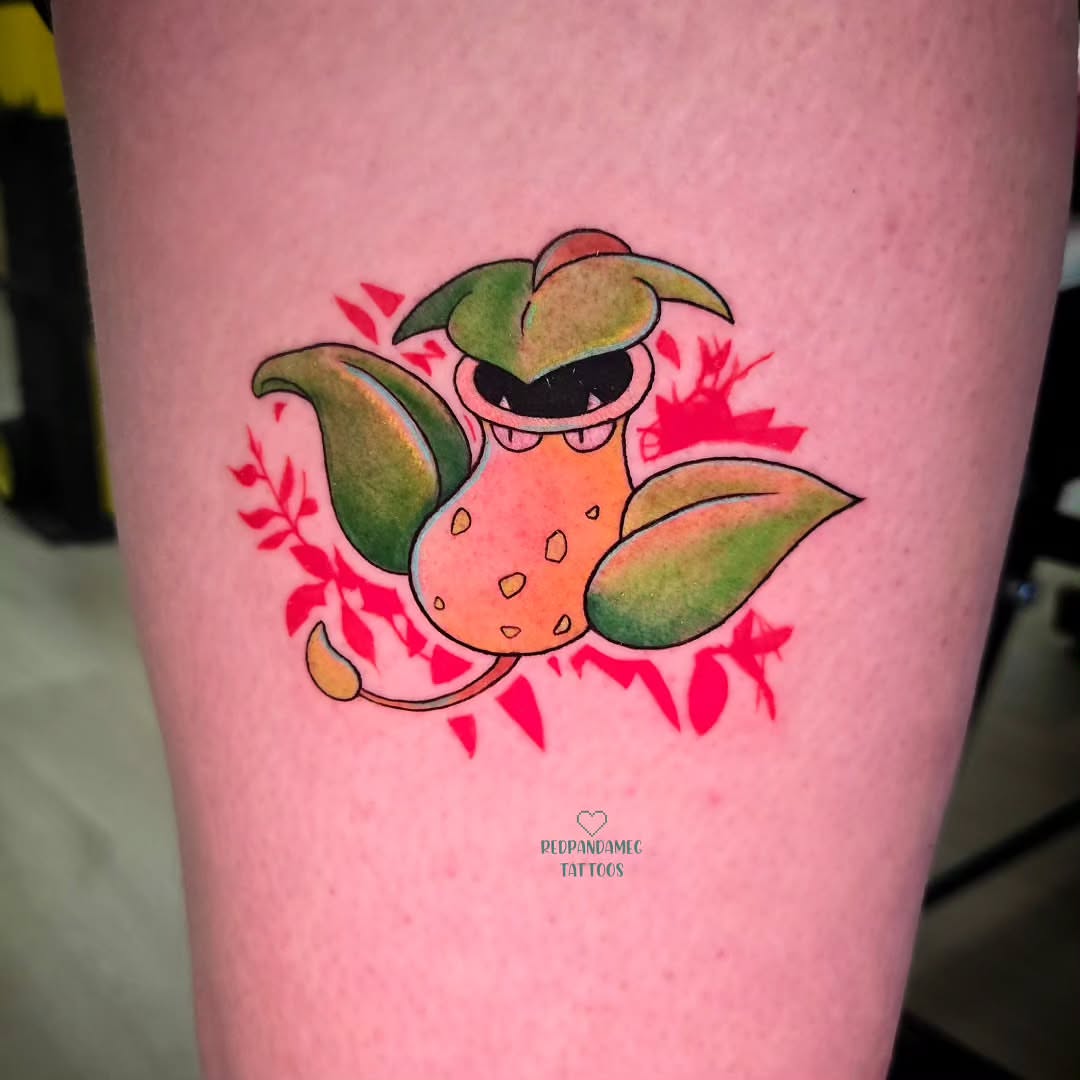 Fruit monster dotwork tattoo on the forearm by Meghan Hounsell