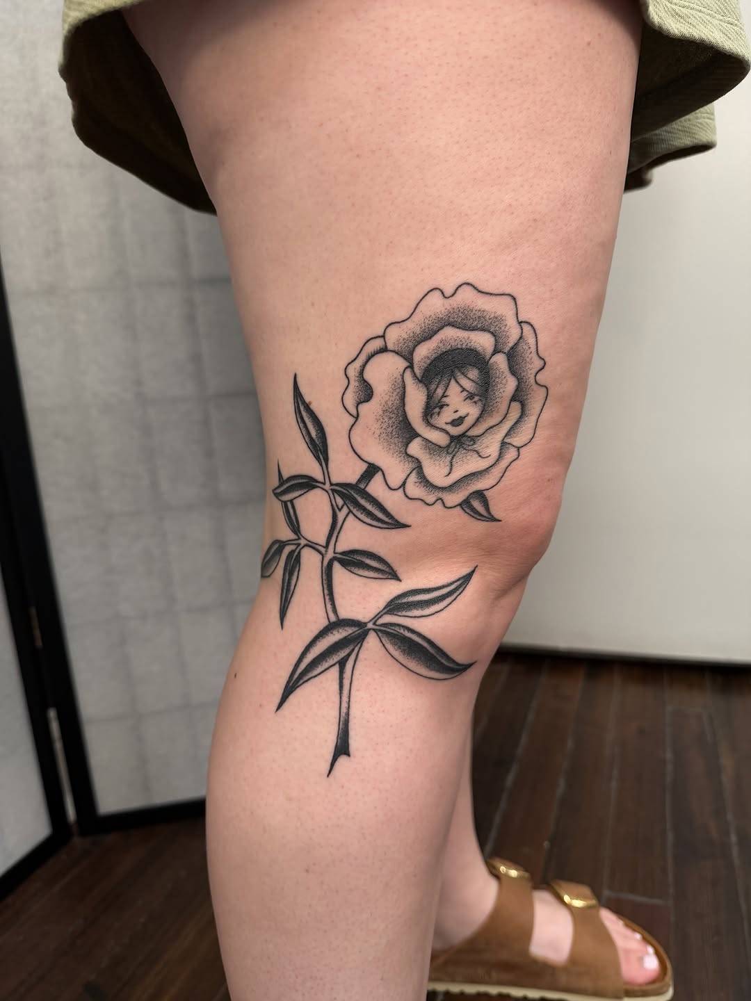 Tattoo by @hannaheddytattoo — black_and_grey, chicano